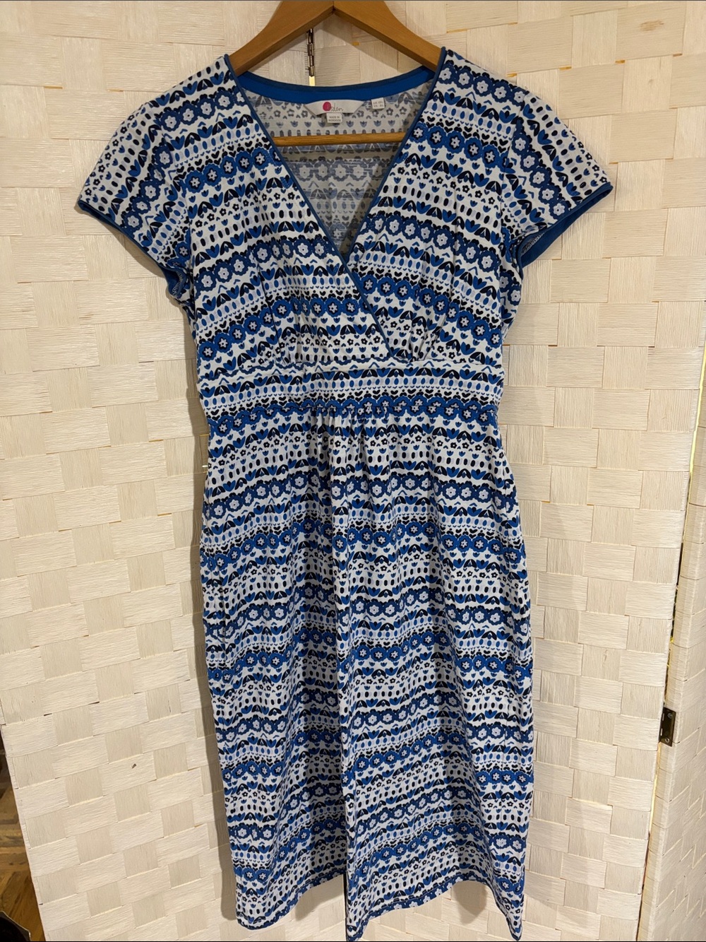 Boden blue and white jersey faux-wrap dress - 6L